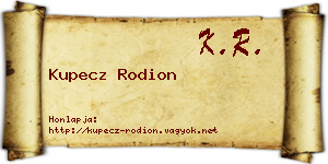 Kupecz Rodion névjegykártya